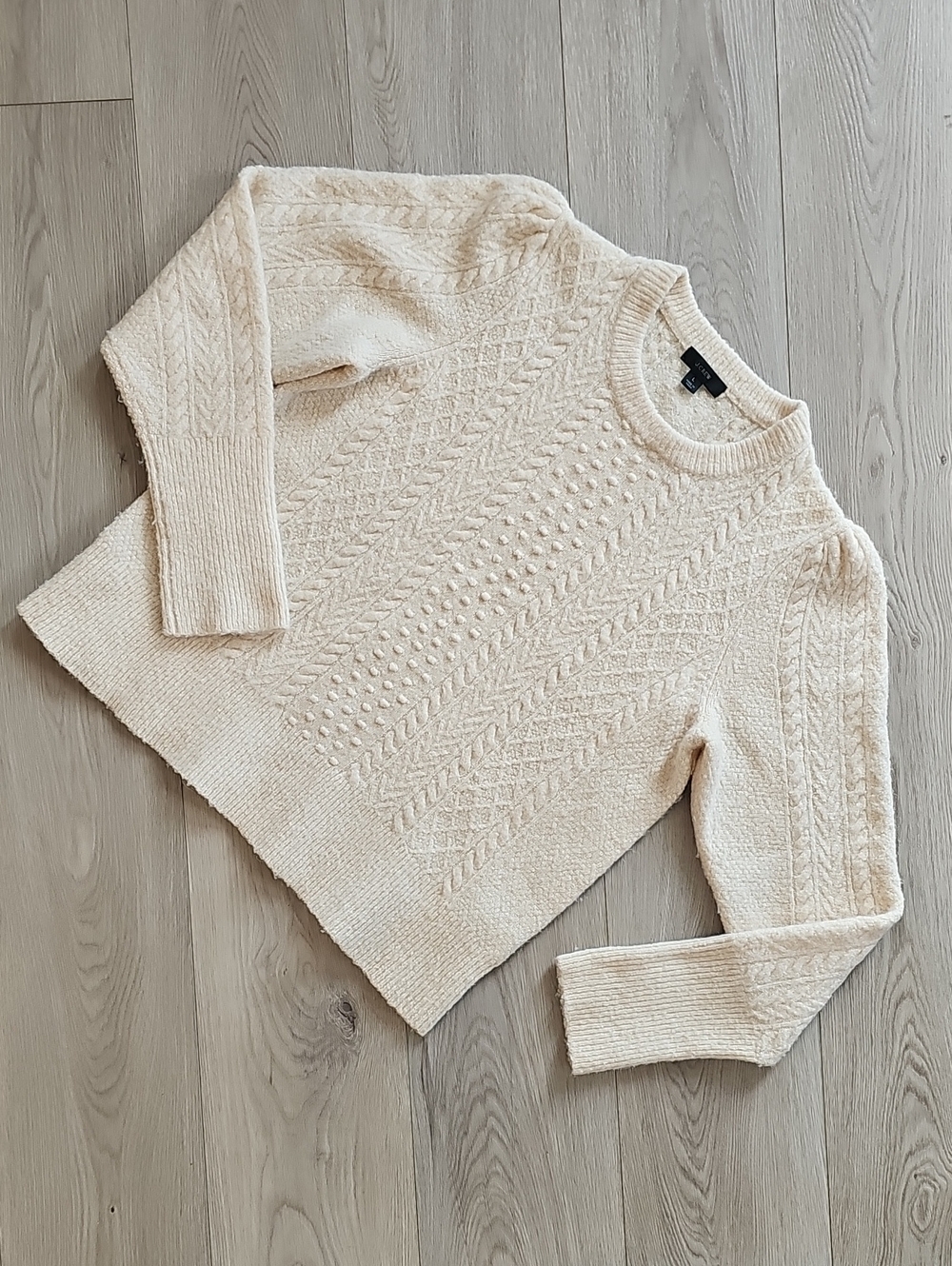 J. Crew Stretch Wool Cable Knit Pullover Sweater, Large